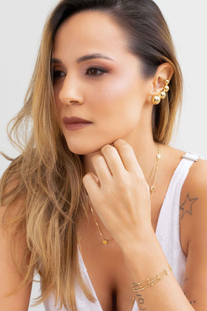 Ear Cuff Bolas Lisas Banhado a Ouro 18K