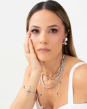 Brinco Flor Lisa Ródio Branco