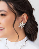 Brinco Flor Lisa Ródio Branco