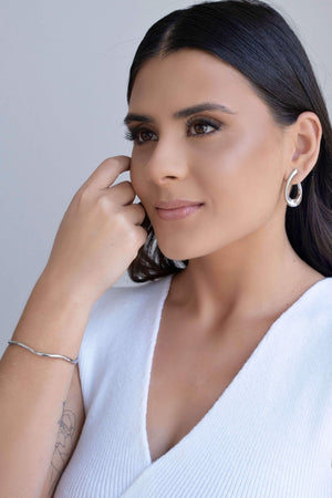 Bracelete Ondulado Ródio Branco