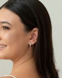 Brinco Argola Oval Fios Torcidos 1.6 cm Ródio Branco