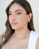 Brinco Argola Três Filetes Lisos 2.2 cm Banhado a Ouro 18K