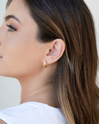 Brinco Argola Três Filetes Lisos 1.3 cm Banhado a Ouro 18K