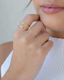 Anel Ajustável Dois Filetes Lisos Tamanho P Banhado a Ouro 18K