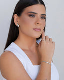 Anel Ajustável Dois Filetes Lisos Tamanho P Ródio Branco