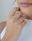 Anel Ajustável Dois Filetes Lisos Tamanho G Banhado a Ouro 18K