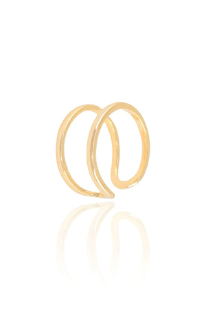 Anel Ajustável Dois Filetes Lisos Tamanho G Banhado a Ouro 18K