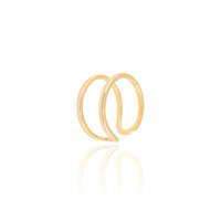 Anel Ajustável Dois Filetes Lisos Tamanho G Banhado a Ouro 18K