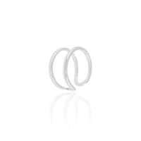 Anel Ajustável Dois Filetes Lisos Tamanho G Ródio Branco