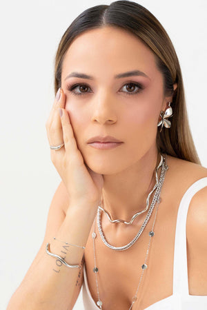 Pulseira Elos com Esferas Ródio Branco