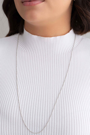 Gargantilha Longa Bolinhas 1.5 mm Ródio Branco