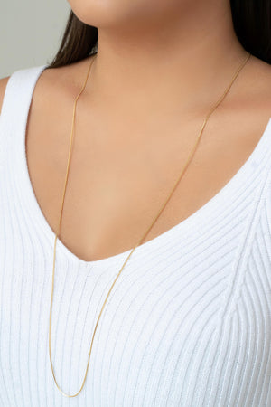 Gargantilha Longa Rabo de Rato Banhado a Ouro 18K