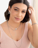 Brinco Argola Frontal Ondulado 2.2 cm Ródio Branco