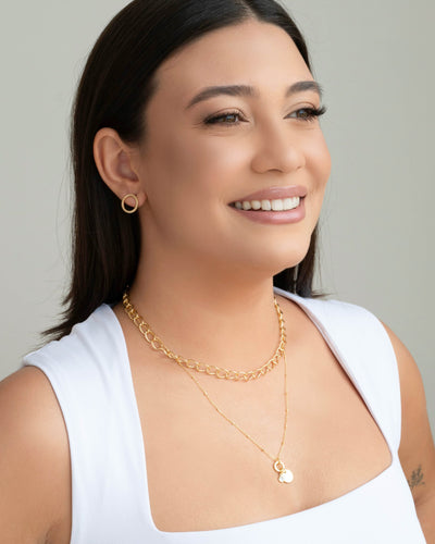 Gargantilha Pingente Redondo com Ponto de Luz Banhado a Ouro 18K