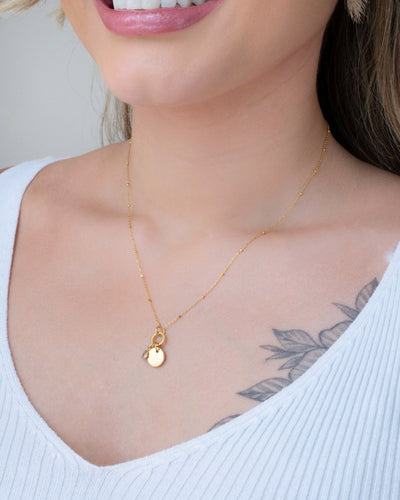 Gargantilha Pingente Redondo com Ponto de Luz Banhado a Ouro 18K