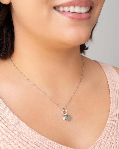 Gargantilha Pingente Redondo com Ponto de Luz Ródio Branco