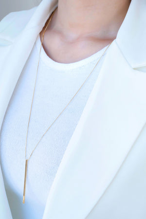 Gargantilha Longa Palito Banhado a Ouro 18K