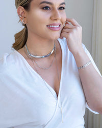 Gargantilha Longa Palito Ródio Branco