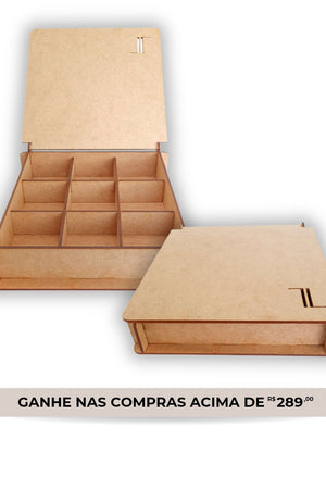 Caixa Porta Joias Grande com 9 Divisórias