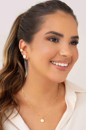 Brinco Pérola 12 mm Banhado a Ouro 18K