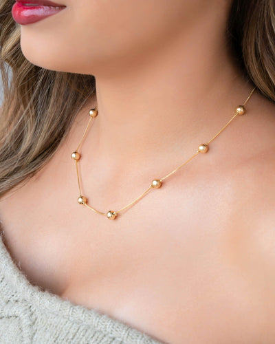 Colar Veneziana Bolinhas 5 mm Banhado a Ouro 18K - 40 cm