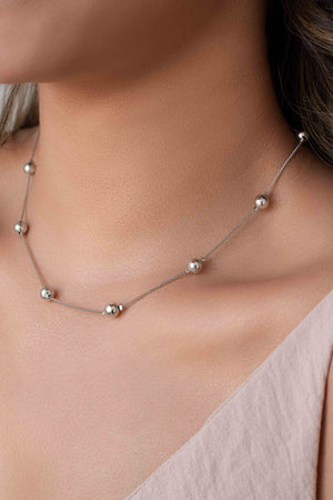 Gargantilha Veneziana Bolinhas 5 mm Ródio Branco