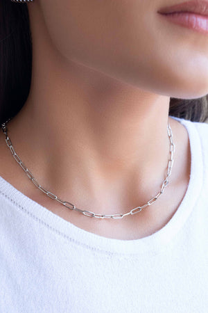 Choker Elos 3x9 mm Ródio Branco