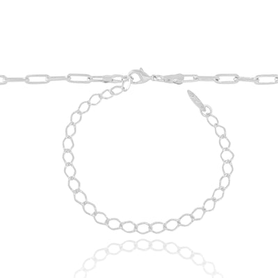 Choker Elos 3x9 mm Ródio Branco - 32 cm