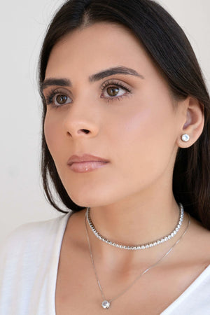 Choker Riviera Cristal Ródio Branco