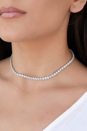 Choker Riviera Cristal Ródio Branco