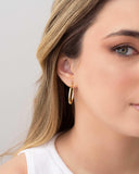 Brinco Argola Elíptico Fecho Italiano 2.8 cm Banhado a Ouro 18K