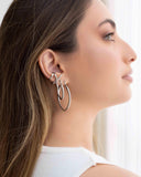 Brinco Argola Elíptico Fecho Italiano 2.8 cm Ródio Branco