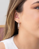 Brinco Argola Elíptico Fecho Italiano 2.8 cm Ródio Branco