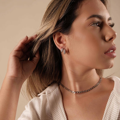 Choker Elos Grumet Ródio Branco - 32 cm