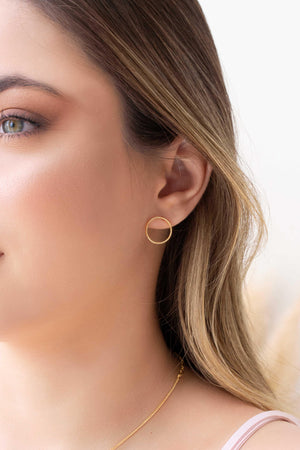 Brinco Argola Frontal 14 mm Banhado a Ouro 18K