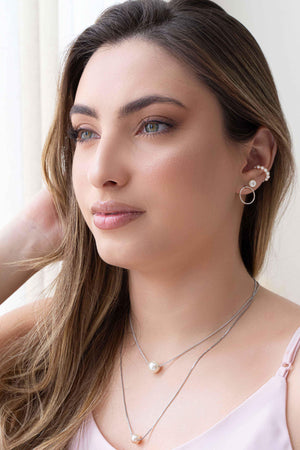 Brinco Argola Frontal 14 mm Ródio Branco