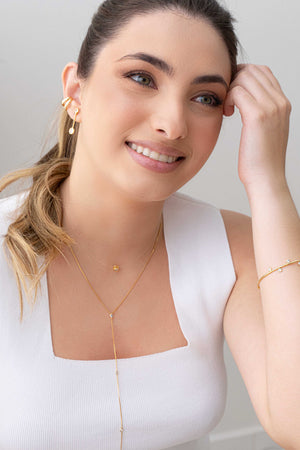 Brinco Ponto de Luz Palito Banhado a Ouro 18K
