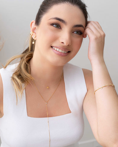 Brinco Ponto de Luz Palito Banhado a Ouro 18K