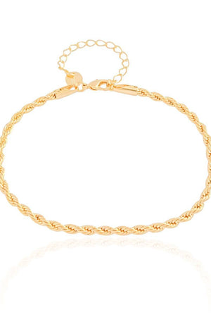 Pulseira Cordão Baiano 3 mm Banhado a Ouro 18K