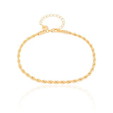Pulseira Cordão Baiano 3 mm Banhado a Ouro 18K