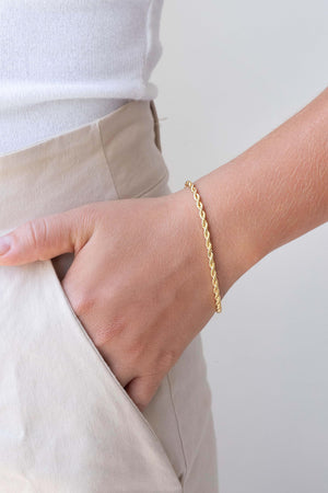 Pulseira Cordão Baiano 3 mm Banhado a Ouro 18K