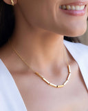 Gargantilha com Canutilhos Retangular Banhado a Ouro 18K