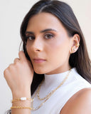 Pulseira Elos Ovais e Pérolas Barroca Banhado a Ouro 18K