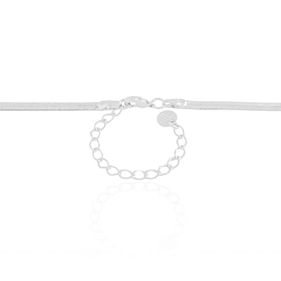 Colar Malha Fita 3 mm Ródio Branco - 45 cm