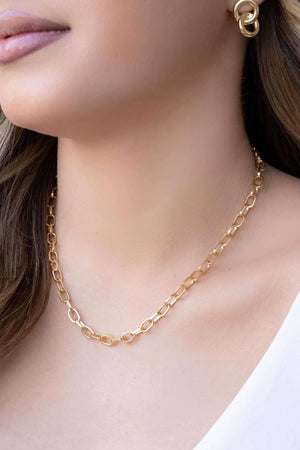 Choker Elos Ovais Lisos Banhado a Ouro 18K