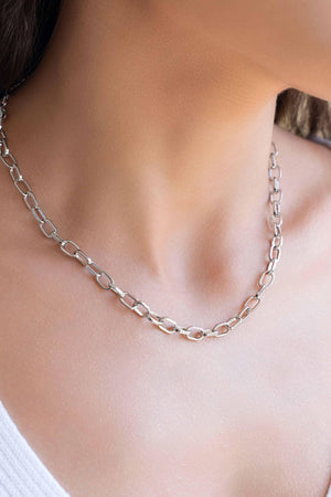 Choker Elos Ovais Lisos Ródio Branco