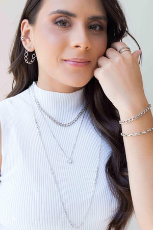 Gargantilha Veneziana Ponto de Luz Cristal Ródio Branco