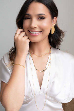 Brinco Leque Liso Banhado a Ouro 18K
