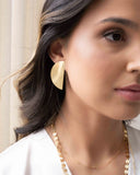 Brinco Leque Liso Banhado a Ouro 18K