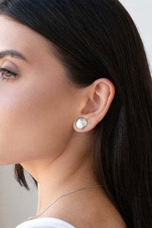 Brinco Redondo Achatado 1.3 cm Ródio Branco